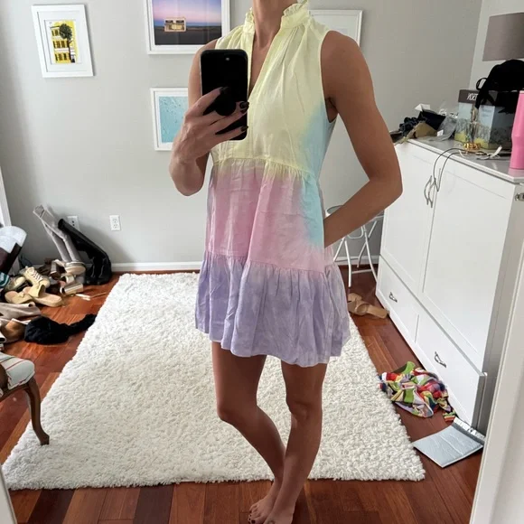Amanda Uprichard Pastel Multicolor Sleeveless Dress - Picture 4 of 5